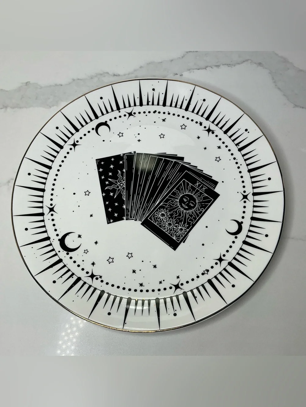 10 Strawberry Set 4 Dinner PlatesStreet Tarot Card Celestial Halloween Gold Rim